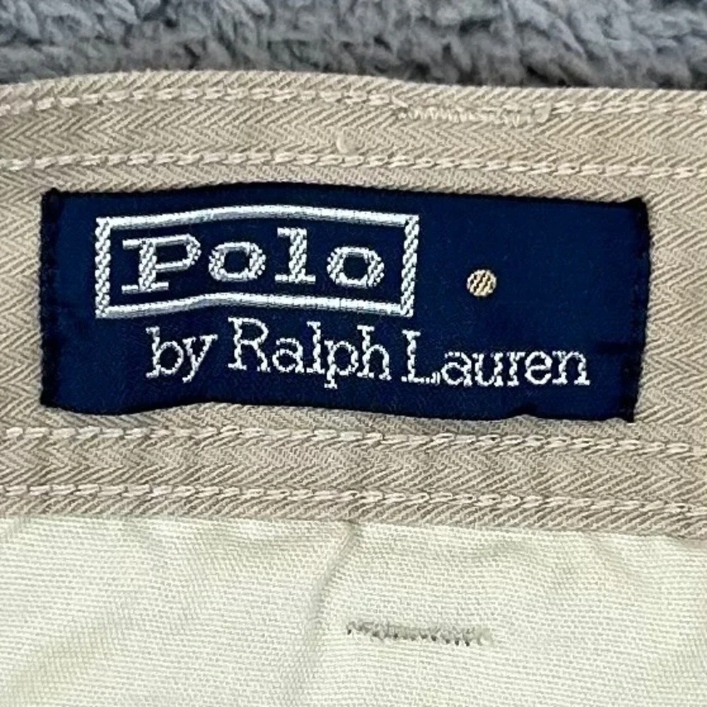 Polo Ralph Lauren Mens Khaki Herringbone Cotton Cargo Pants 35x29.5 Tan RN41381